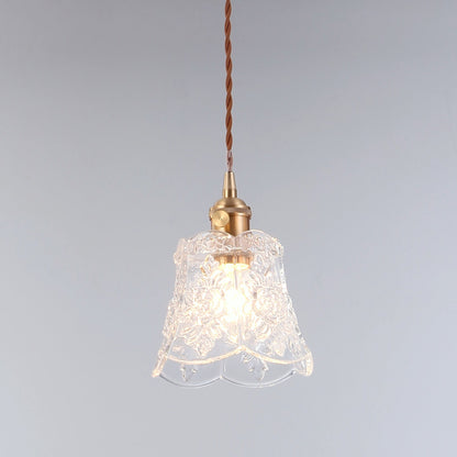 Mia Vintage Scallop Edge Glass Pendant Light