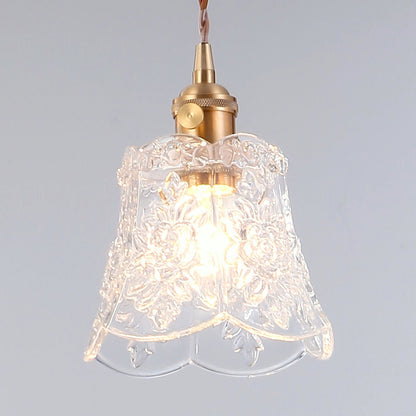 Mia Vintage Scallop Edge Glass Pendant Light