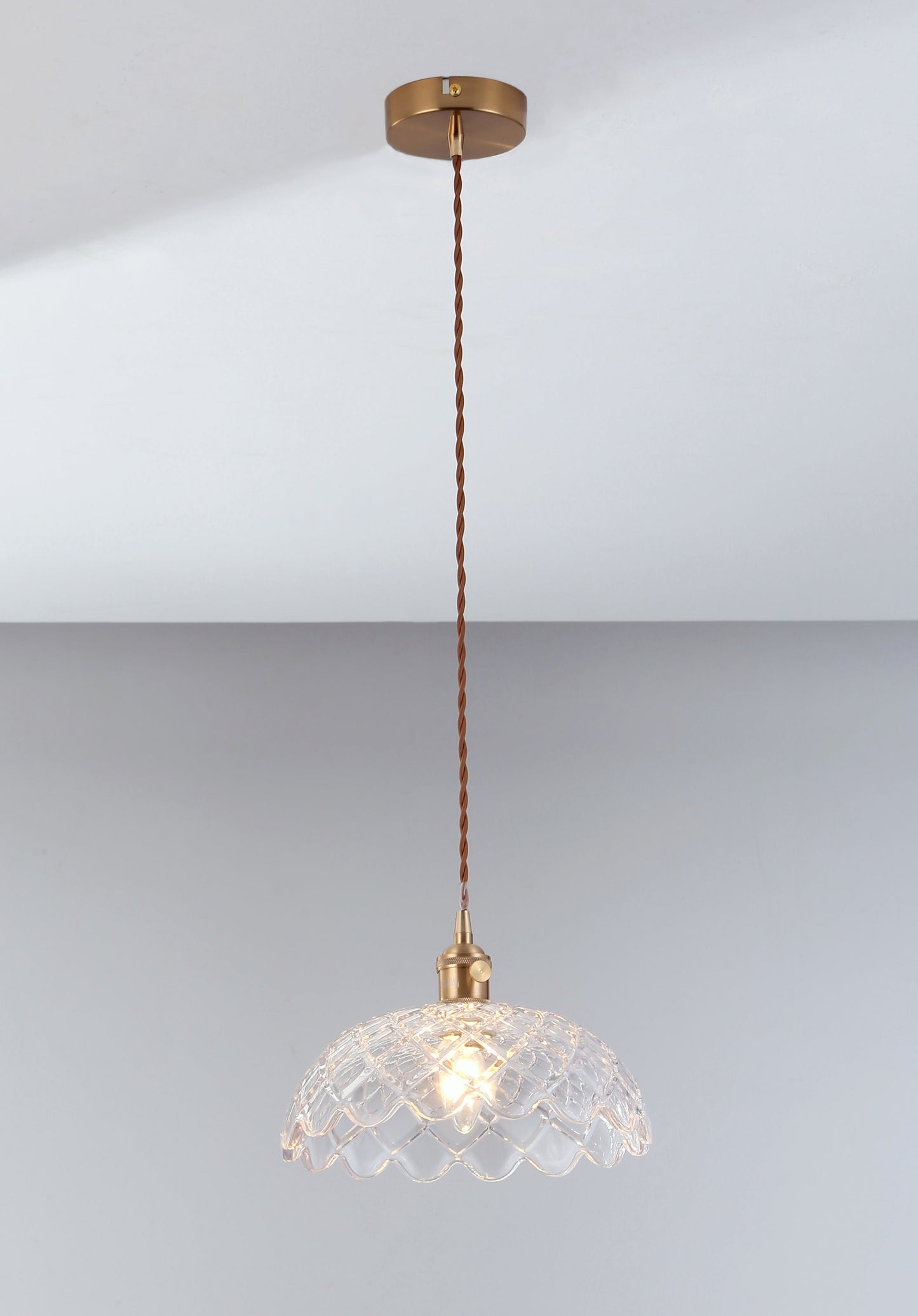 Isabel Vintage Scallop Edge Glass Pendant Light