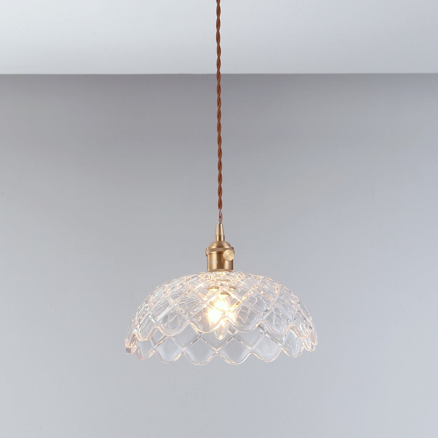 Isabel Vintage Scallop Edge Glass Pendant Light