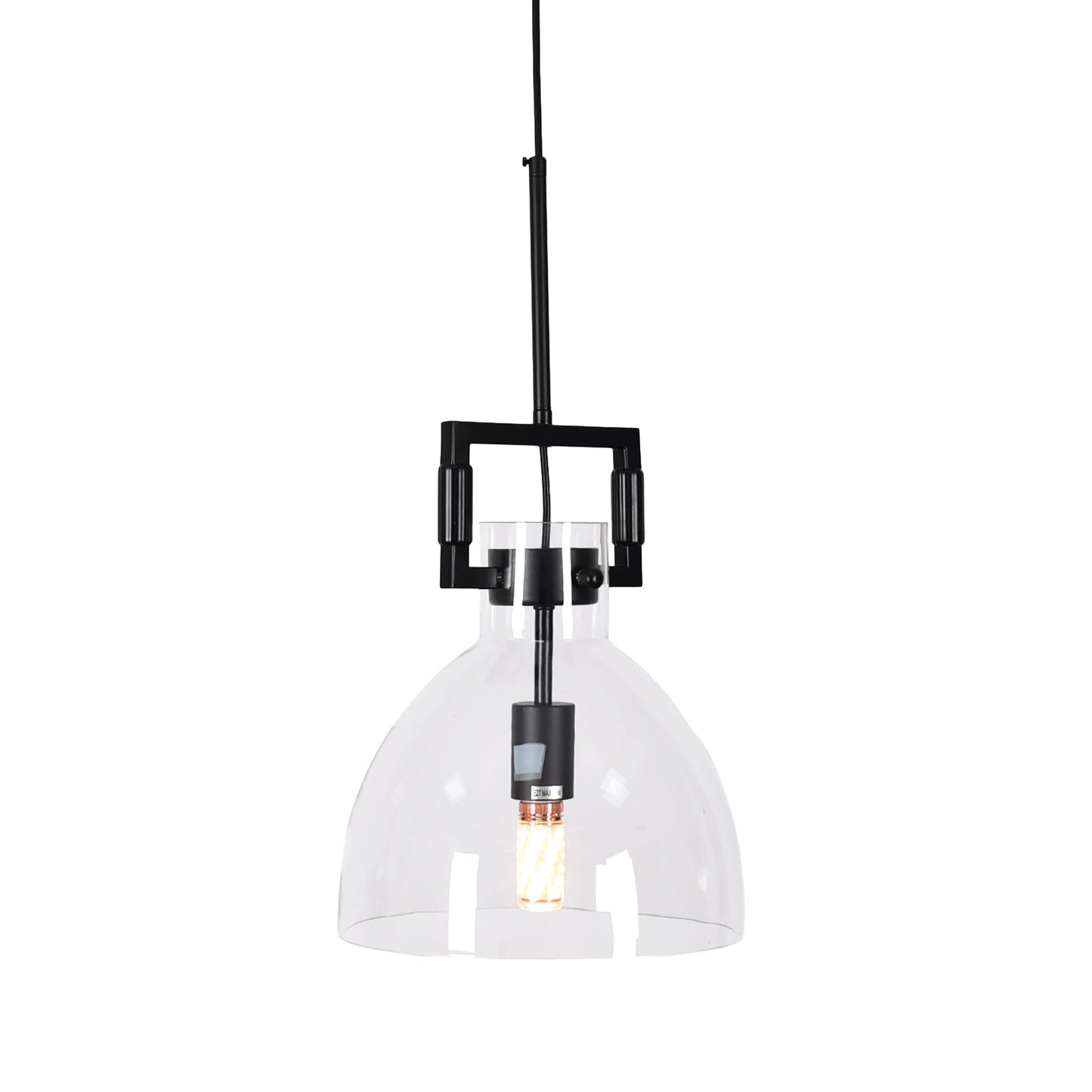 Cora Glass Pendant Light - Black Hardware