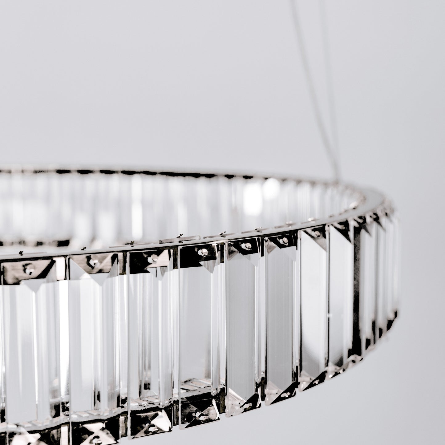 Quivira Round Crystal LED Chandelier - Black Hardware