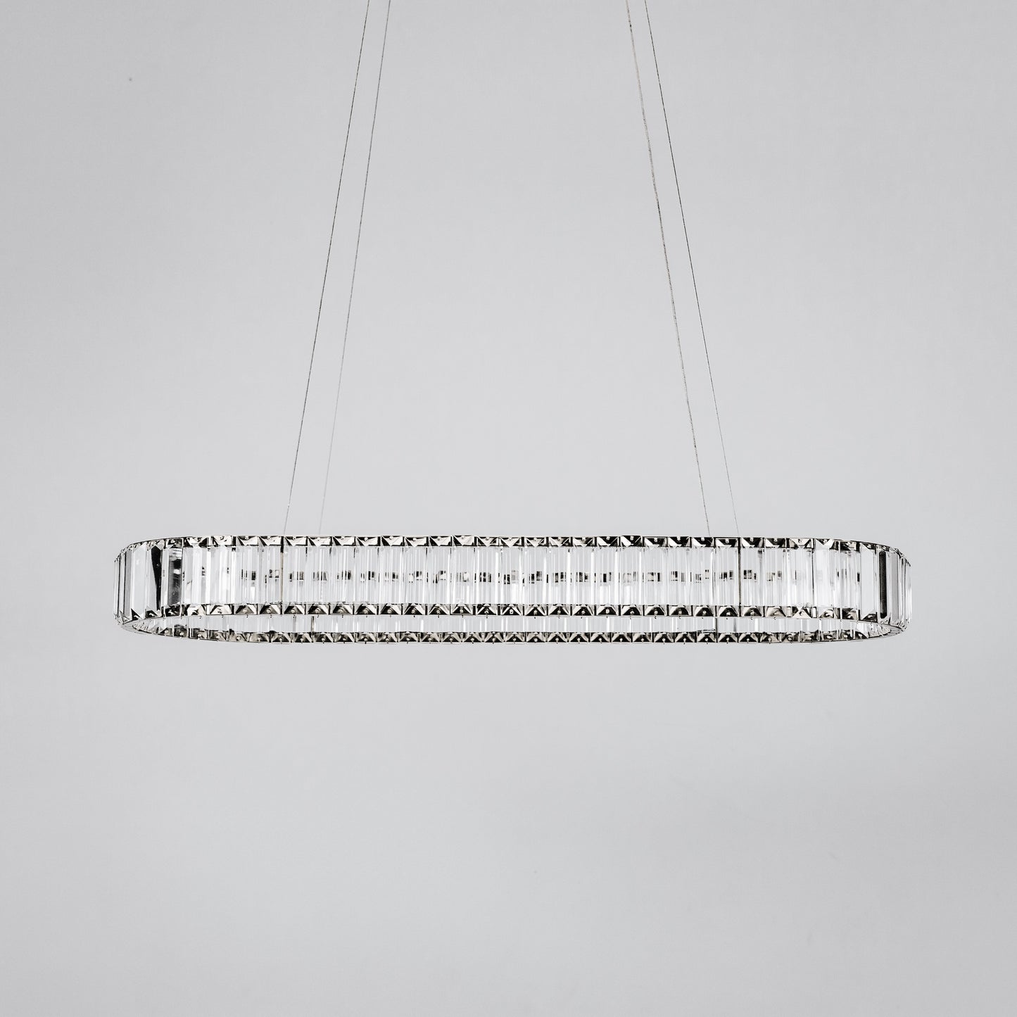 Quivira Oval Crystal LED Chandelier - Black Hardware