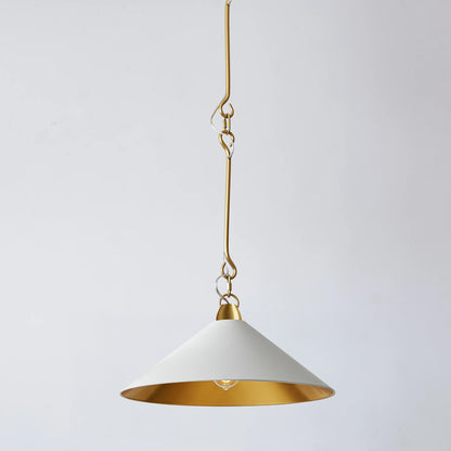 Bailey Metal Cone Pendant Light - Gold/White