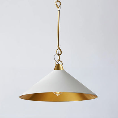 Bailey Metal Cone Pendant Light - Gold/White