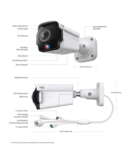 TP-Link VIGI S385PI 8MP Outdoor IR Panoramic Bullet Network CCTV Camera – Ultra HD 180° View with Active Deterrence and AI-Powered Surveillance