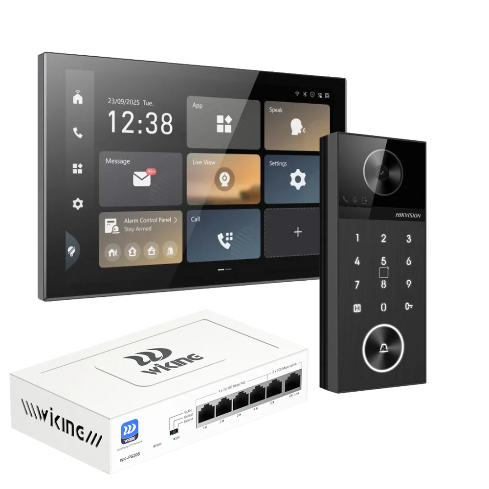 NEW* Hikvision 10.1" Android Video Intercom Kit – DS-KH9570-WTE1/S Indoor Station with DS-KV6114-WBE1 or DS-KV6124-WBE1 4MP Villa Door Station and POE Switch | Wi-Fi 6, PoE, Smart Access