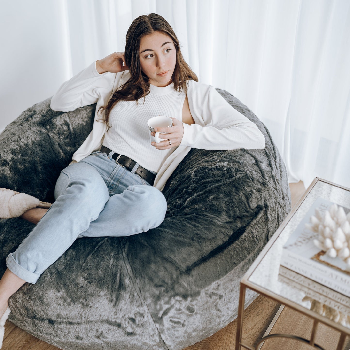 Cloud Plush Fur Bean Bag - Charcoal