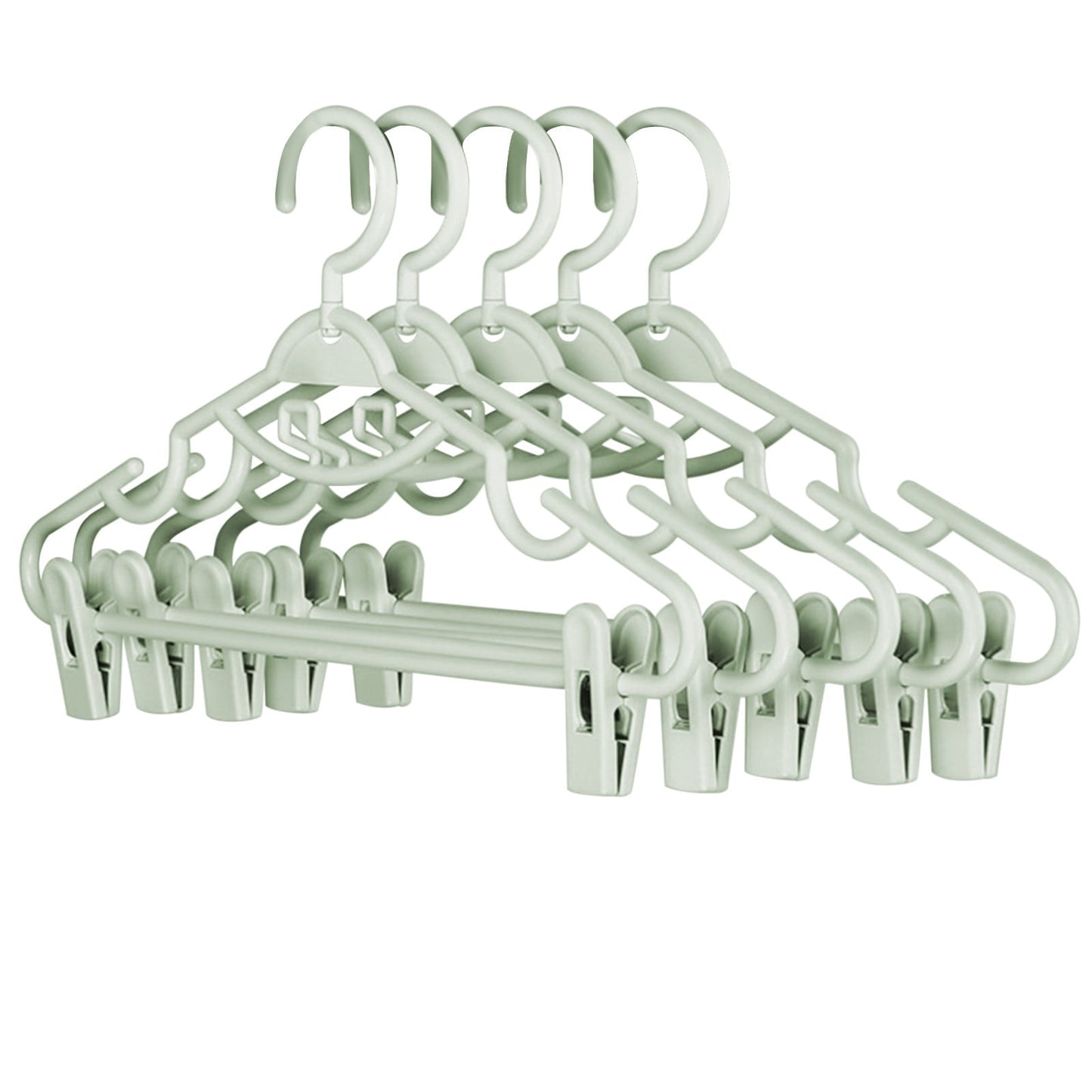 JSCDRPDWL Plastic Pants Hangers with Clips 5 Pack Heavy Duty Skirt Hangers Swivel Hook and Notches Space Saving Acrylic Clip Hangers for Pants Suitable for All Clothing Green