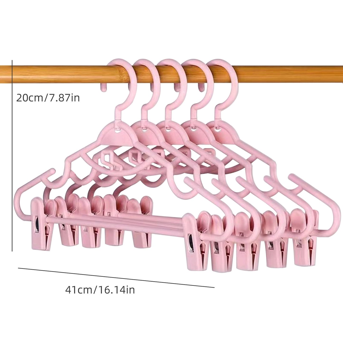 JSCDRPDWL Plastic Pants Hangers with Clips 5 Pack Heavy Duty Skirt Hangers Swivel Hook and Notches Space Saving Acrylic Clip Hangers for Pants Suitable for All Clothing White