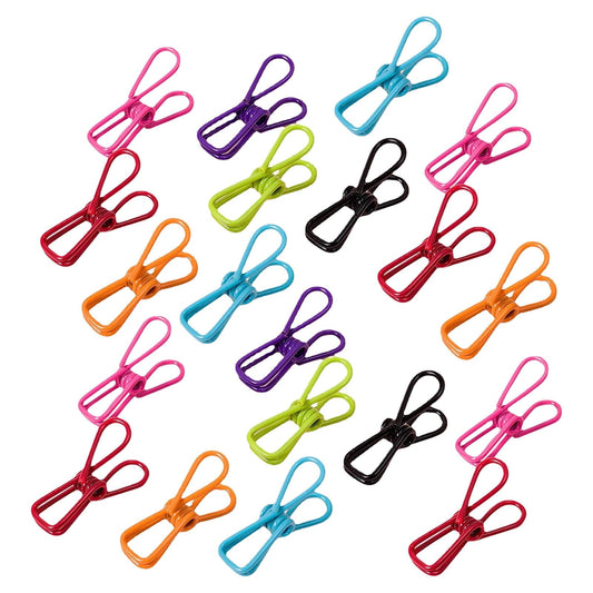 Assorted colorful plastic storage hook clips, mixed bright colors, 2-inch style set