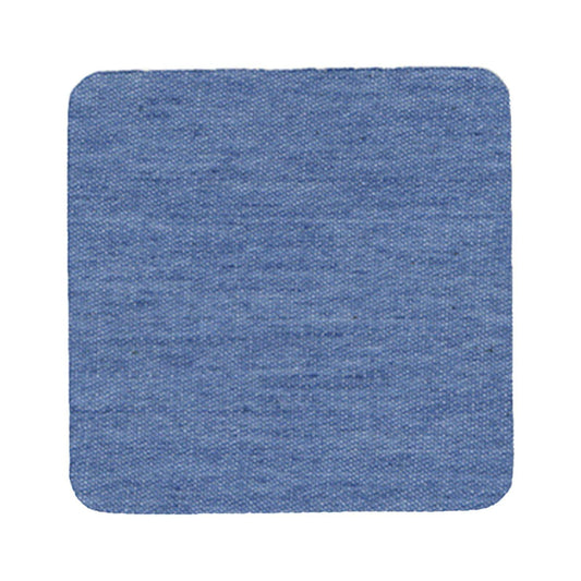 Square light blue denim iron-on patch with plain woven texture