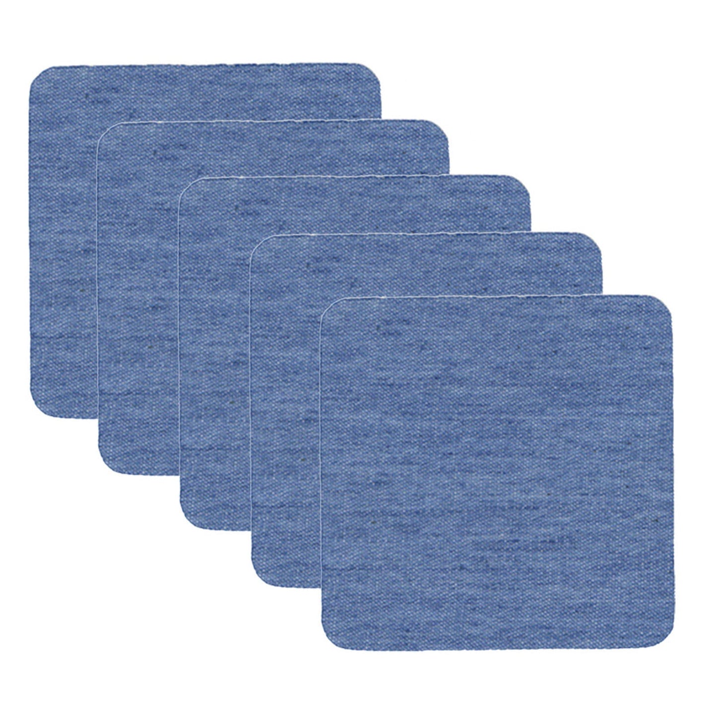 JWDX Hot Clearance! Denim Iron on Jean Patches Inside & Outside Strongest Glue Assorted Shades of Blue Repair Decorating 2.75 Inch, 5-Piece Jeans Patch Small Size (7.5x7.5Cm) Small (7.5x7.5cm), 5 pieces E