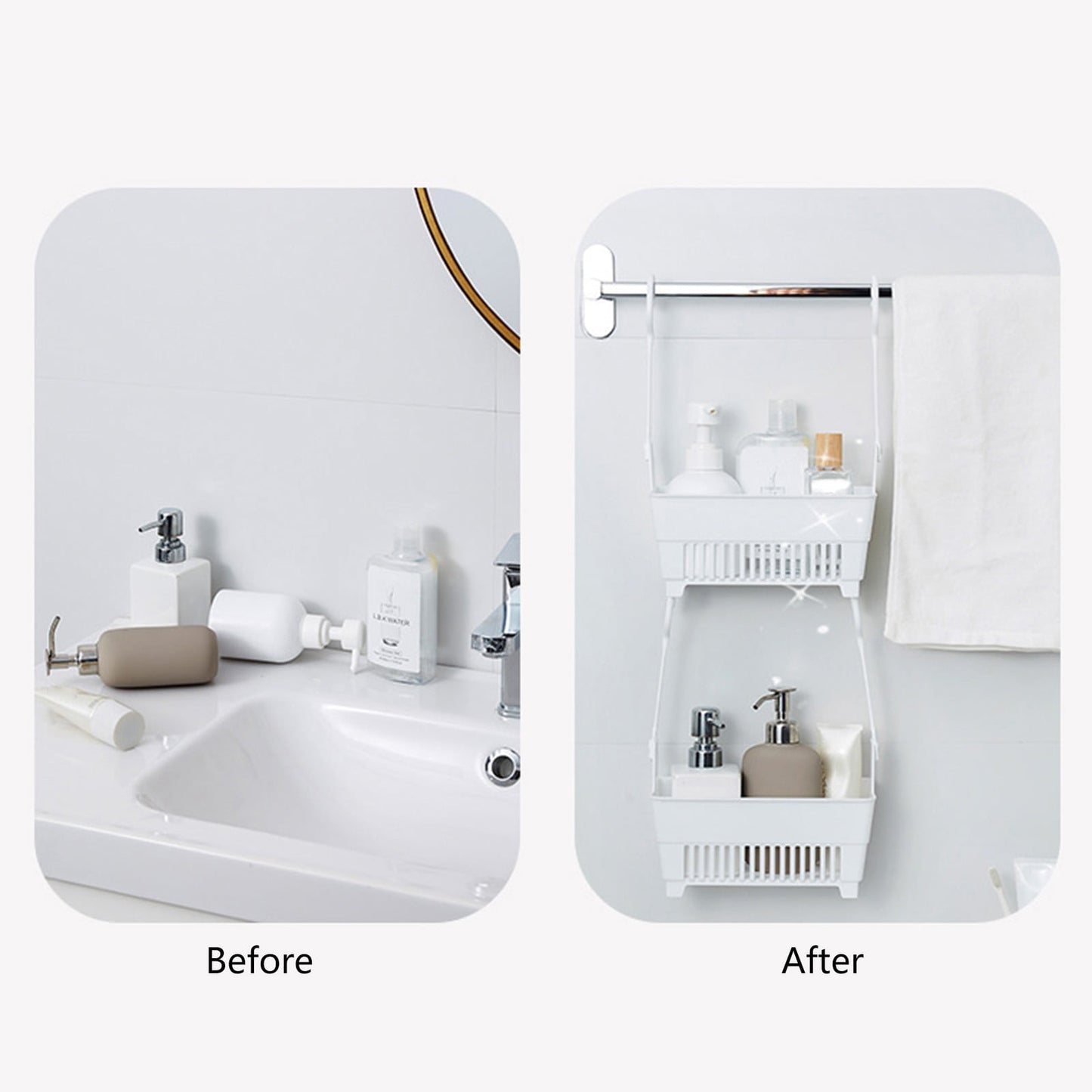 JWDX Rack Clearance, Sundries Hanging Basket Storage Drain Bag Shower Baskets with Hook Organizer As shown