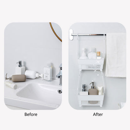 JWDX Rack Clearance, Sundries Hanging Basket Storage Drain Bag Shower Baskets with Hook Organizer As shown