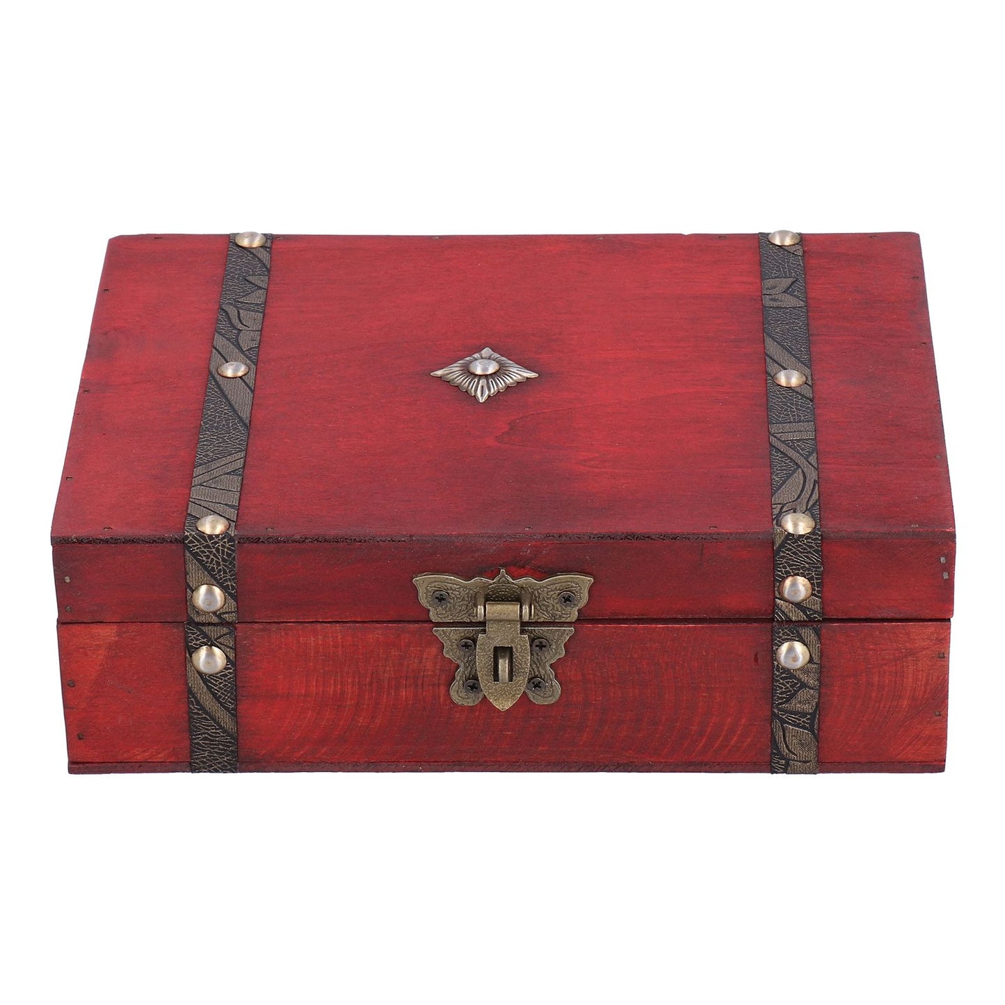 Jewelry Box Antique Wooden Photography Shooting Props Desktop Storage Box with Lock