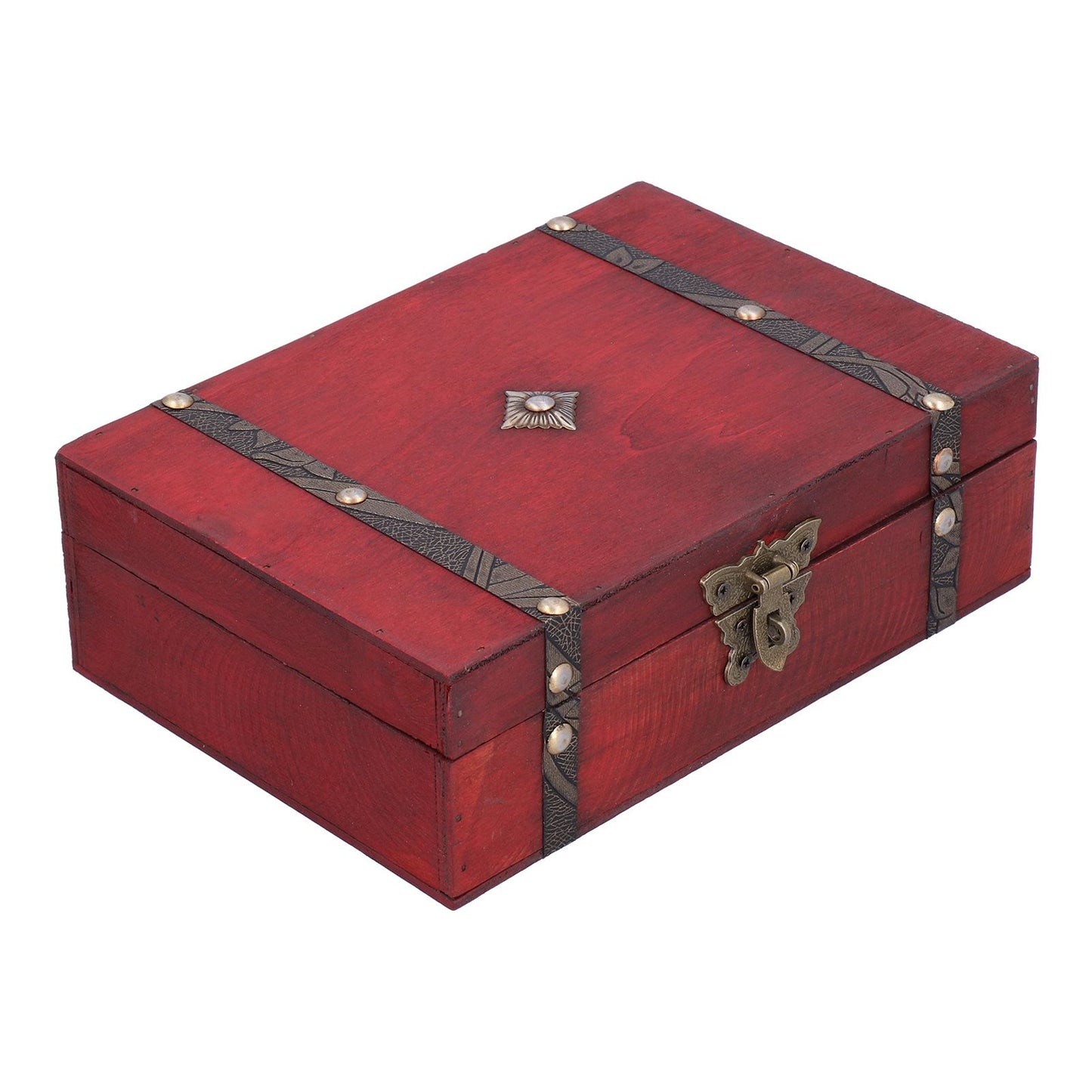 Jewelry Box Antique Wooden Photography Shooting Props Desktop Storage Box with Lock