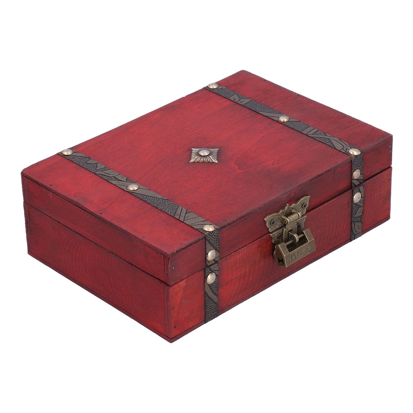 Jewelry Box Antique Wooden Photography Shooting Props Desktop Storage Box with Lock