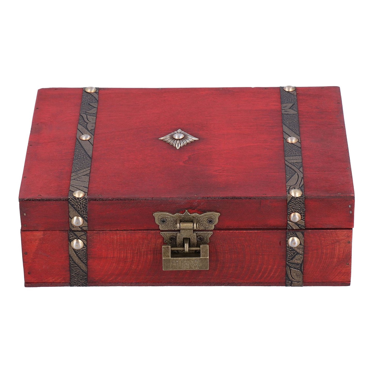 Jewelry Box Antique Wooden Photography Shooting Props Desktop Storage Box with Lock