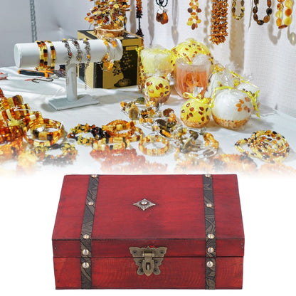 Jewelry Box Antique Wooden Photography Shooting Props Desktop Storage Box with Lock