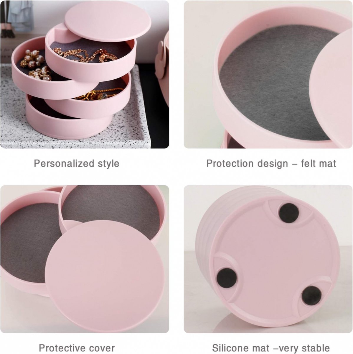 Jewelry Box - Jewel Case - 4 Tiers - Small Jewelry Box - Jewelry Pouch - Jewelry Storage Box - Jewelry Box - Jewelry Organizer - Watch Box - Bijouterie Box - Small Jewel Chest - Jewelry Holder - Suitable For Watches And Jewelry - Pink