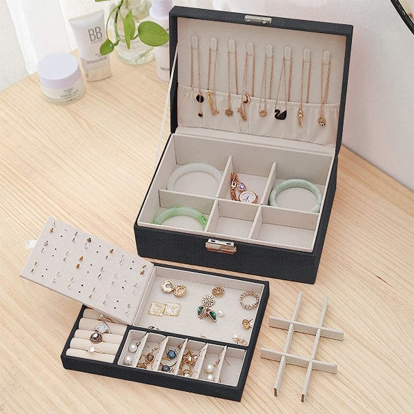 Jewelry Box Jewelry PU Leather Storage Box (Black)