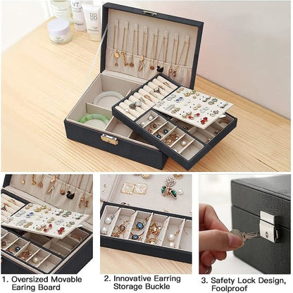 Jewelry Box Jewelry PU Leather Storage Box (Black)