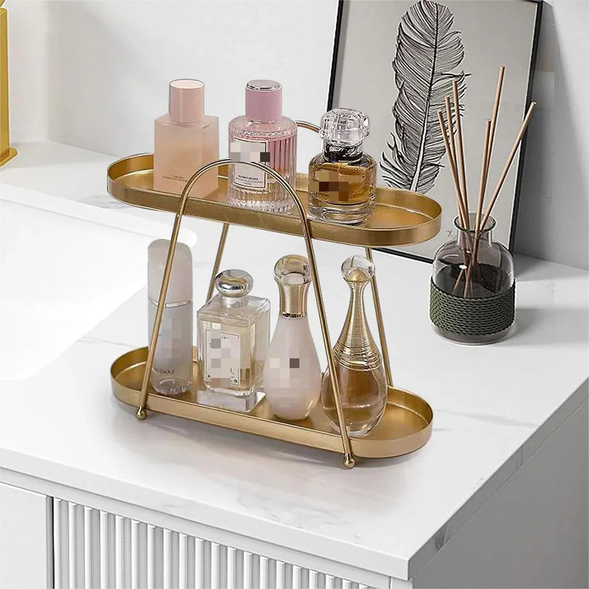 Jewelry Rack Organizer Stand Cosmetic Display Desktop Storage Holder for Home - Black
