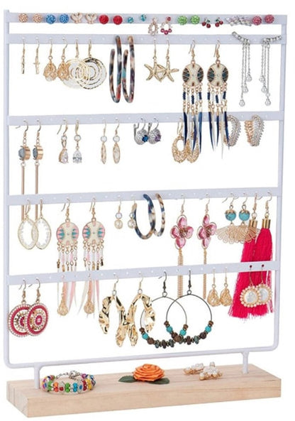 Jewelry Stand - White Jewelry Stand - with 110 Holes - Jewelry Stand - Jewelry Organizer - Holder for Watches/Bracelets/Necklaces - Jewelry Rack - Stair Organizer, Jewelry Stand, Display Stand - White