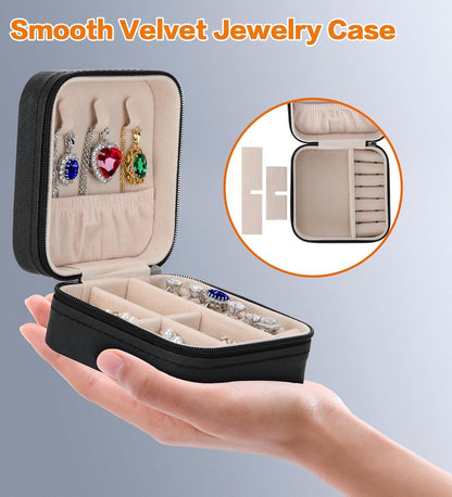 Jewelry box - Jewelry boxes - Jewel case - Organizer - Jewelry holder - Small jewelry box - Small jewelry box - Watch box - Storage box - Compact - Small - Travel case - Girls/Women - For Rings/Earrings/Necklace/Watches - Black