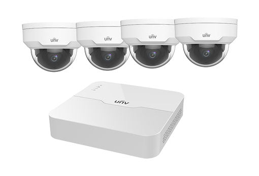 Uniview 8 Channel PoE NVR Kit – NVR301-08LB-P8 + 4x IPC322LR3-VSPF28-D 2MP Vandal Dome Cameras + 2TB HDD
