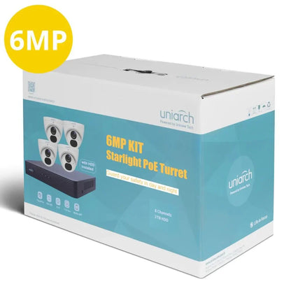 Uniarch 8 Channel kit with 4x 6MP Starlight Turret CCTV Camera kit (IN A KIT BOX)