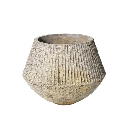 Large textured ceramic planter pot with tapered sides and speckled finish