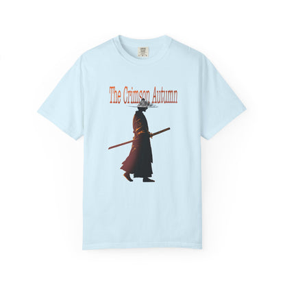 Crimson Autumn Samurai Tee | Distressed Japanese Warrior Shirt