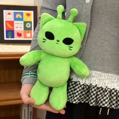 Alien Cat Plush Toy - Handmade Kawaii Green Extraterrestrial Stuffed Animal Plushie Gift