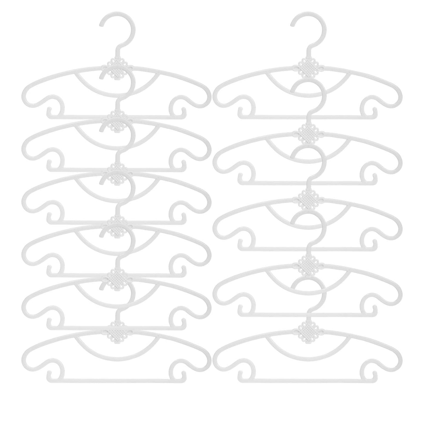 Kdkad 10-Pack Serviceable Kids' Clothes Hangers - Heavy-Duty Plastic Non-Slip Infant & Toddler Hangers for Closet, Nursery, Travel - Space-Saving Baby Closet Organizers 11.2×6.5 in White