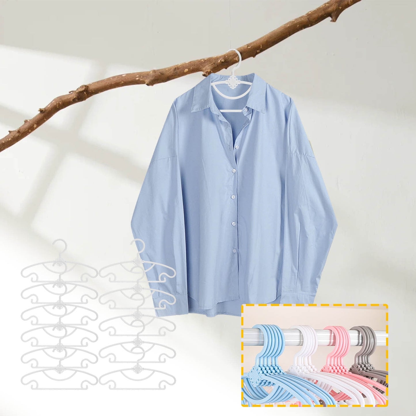 Kdkad 10-Pack Serviceable Kids' Clothes Hangers - Heavy-Duty Plastic Non-Slip Infant & Toddler Hangers for Closet, Nursery, Travel - Space-Saving Baby Closet Organizers 11.2×6.5 in White