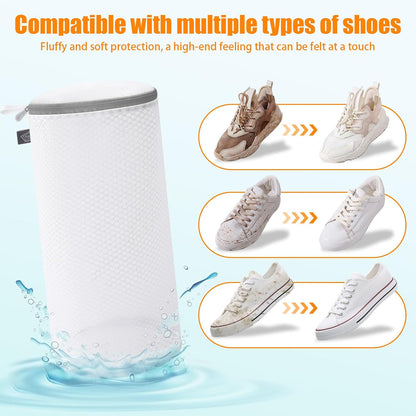 Kimmama Shoe Washing Machine Bag, Shoe Bag for Washing Machine, Mesh Laundry Bags for Sneakers, Footwear, Trainers, Slippers, Honeycomb Net, Grey Zipper, 7x15"