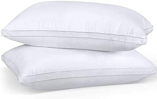 King-size hotel pillows, twin pack of two white rectangular bed pillows