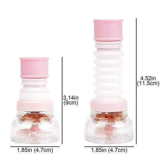 3 mini kitchen faucet filter adapters with pink tops and clear base