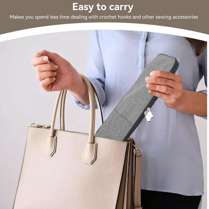 Knitting Needle Case, Travel Zipper Organizer Bag for Straight Needles Dual Crochet Case Supplies Accessories Grey
