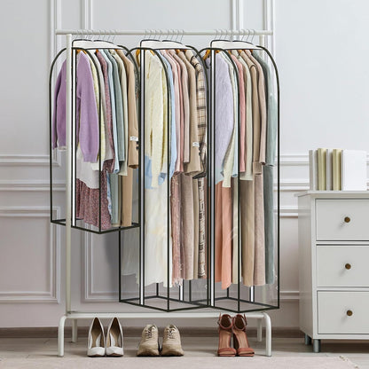 LANDNEOO 6 Pack Clear Garment Bags for Hanging Clothes with Zippers on Double Sides - 10'' Clothes Storage for Coat, Dress, and Fur in Closet - 32&40&60" Long Suit Bags