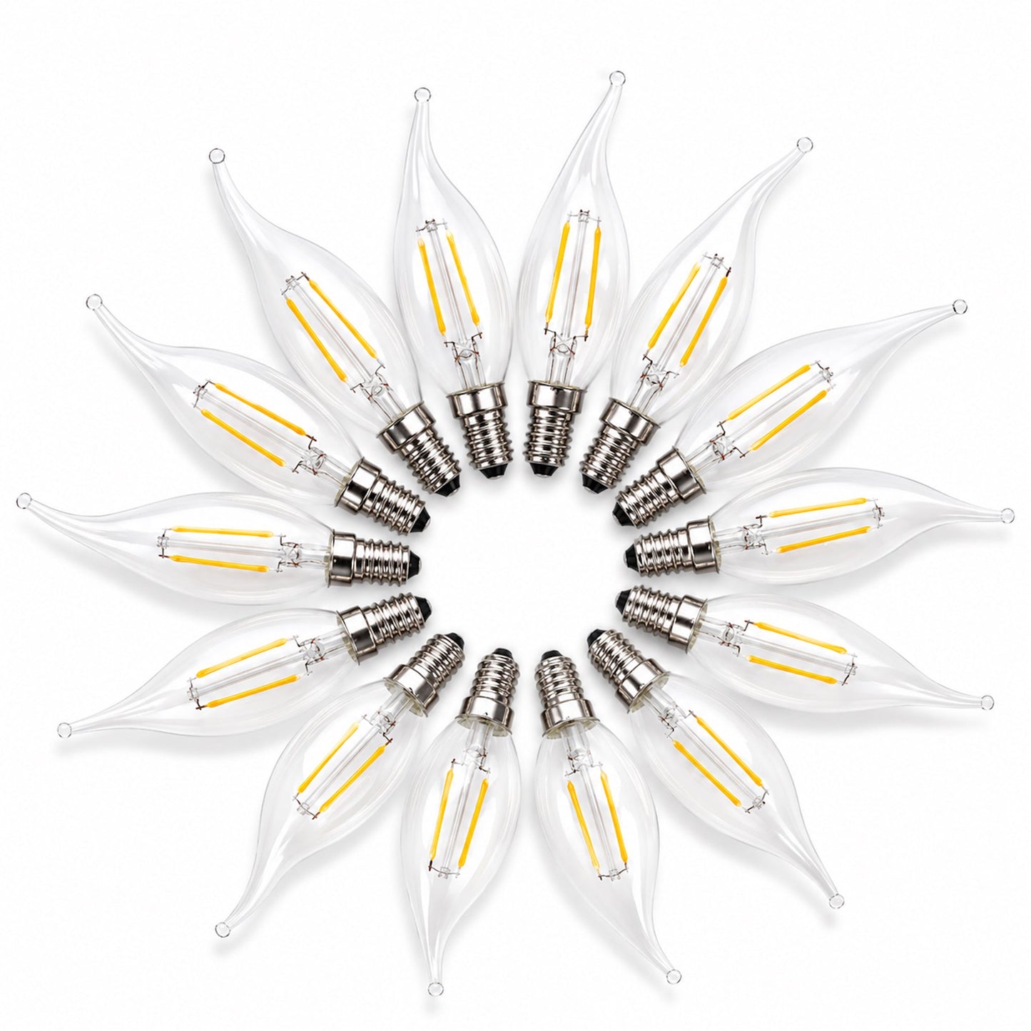 LED E14 Flame Tip Bulb Chandelier Candle Globes - 2w Warm White