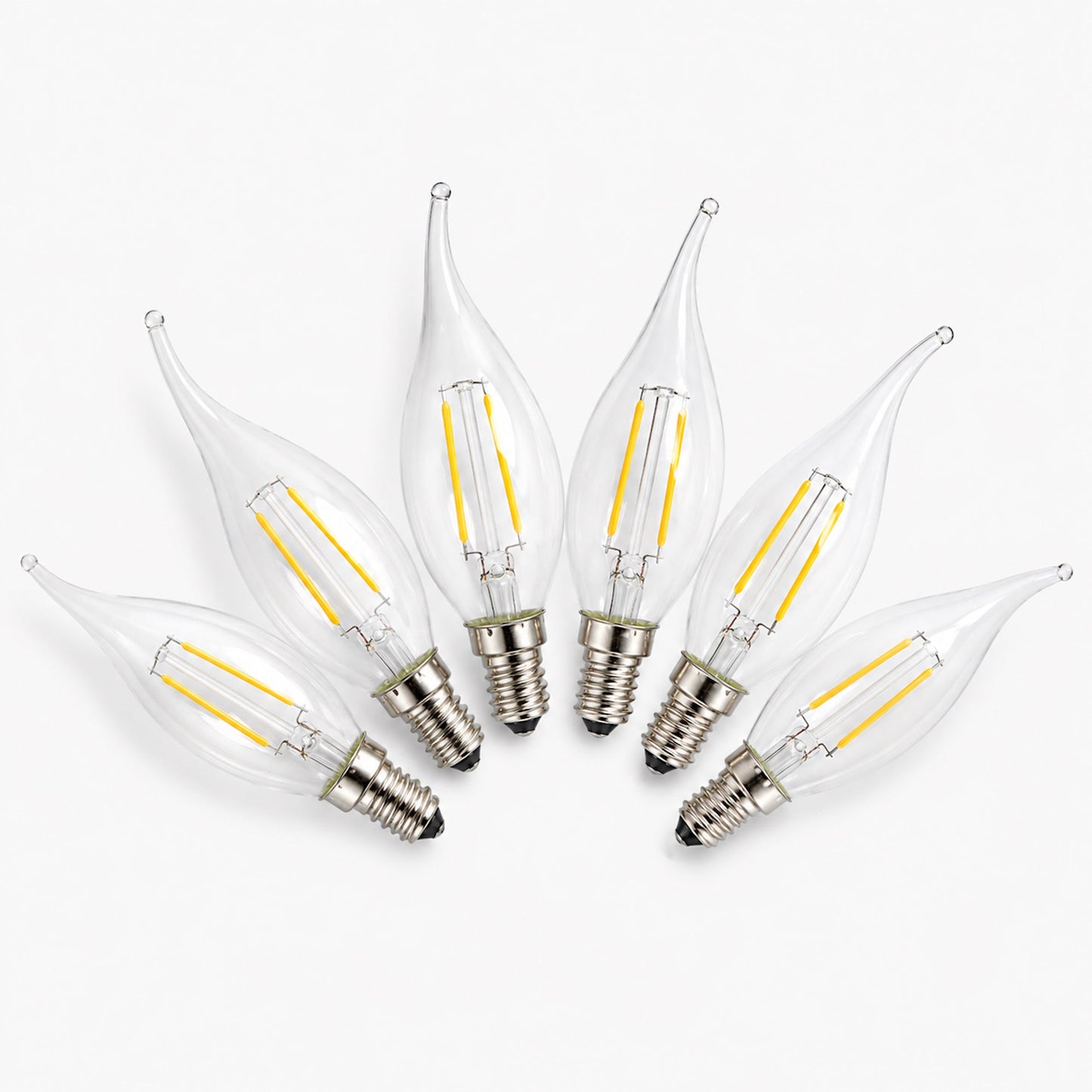 LED E14 Flame Tip Bulb Chandelier Candle Globes - 2w Warm White