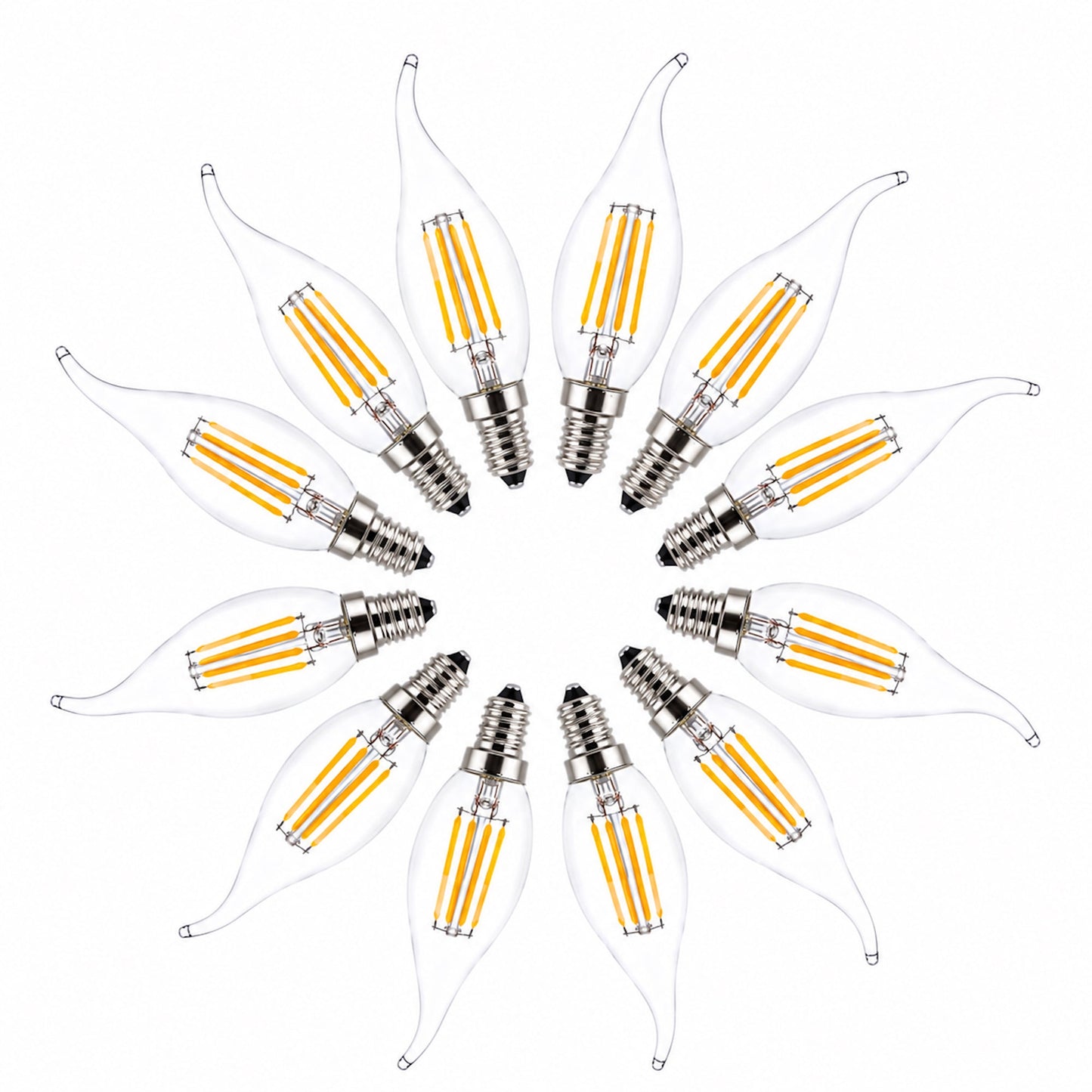 LED E14 Flame Tip Bulb Chandelier Candle Globes - 4w Warm White