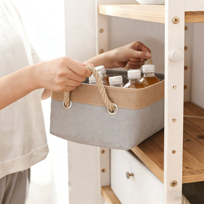 LGCASL Fabric Storage Box, Fabric Storage Box, Storage Basket with Handles and for Clothes Shelves Closet Wardrobe Home Wear and Reinforced, Light Gray S(12.2×5.1×8.2Inch) L(16.4×7.8×12.5inch) Light gray