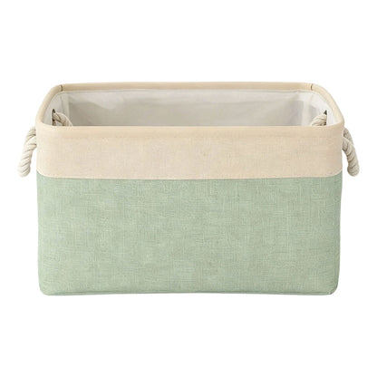 LGCASL Fabric Storage Box, Fabric Storage Box, Storage Basket with Handles and for Clothes Shelves Closet Wardrobe Home Wear and Reinforced, Light Gray S(12.2×5.1×8.2Inch) L16.4×7.8×12.5inch) Light Green