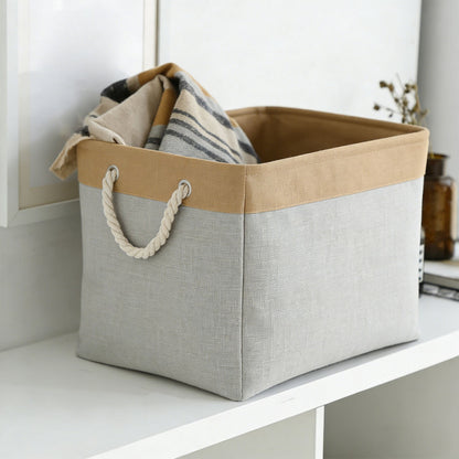 LGCASL Fabric Storage Box, Fabric Storage Box, Storage Basket with Handles and for Clothes Shelves Closet Wardrobe Home Wear and Reinforced, Light Gray S(12.2×5.1×8.2Inch) L16.4×7.8×12.5inch) Light Green