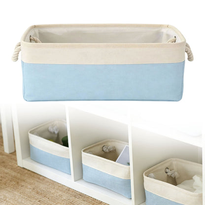 LGCASL Fabric Storage Box, Fabric Storage Box, Storage Basket with Handles and for Clothes Shelves Closet Wardrobe Home Wear and Reinforced, Light Gray S(12.2×5.1×8.2Inch) S(12.2×5.1×8.2inch) Light Blue