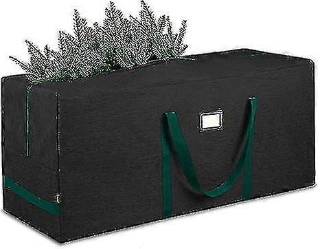 Large Christmas tree storage bag, black waterproof oxford cloth with green handles